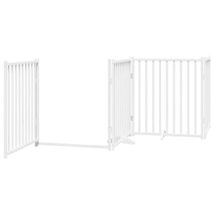 vidaXL Dog Gate with Door Foldable 12 Panels White 960 cm Poplar Wood