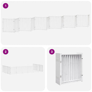 vidaXL Dog Gate with Door Foldable 12 Panels White 960 cm Poplar Wood