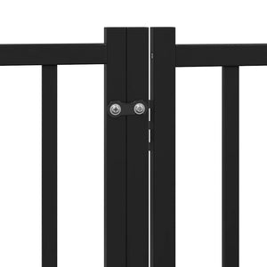 vidaXL Dog Gate with Door Foldable 6 Panels Black 480 cm Poplar Wood