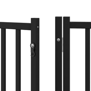 vidaXL Dog Gate with Door Foldable 6 Panels Black 480 cm Poplar Wood