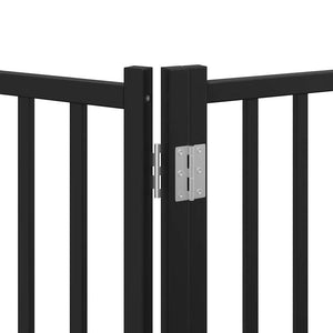 vidaXL Dog Gate with Door Foldable 6 Panels Black 480 cm Poplar Wood