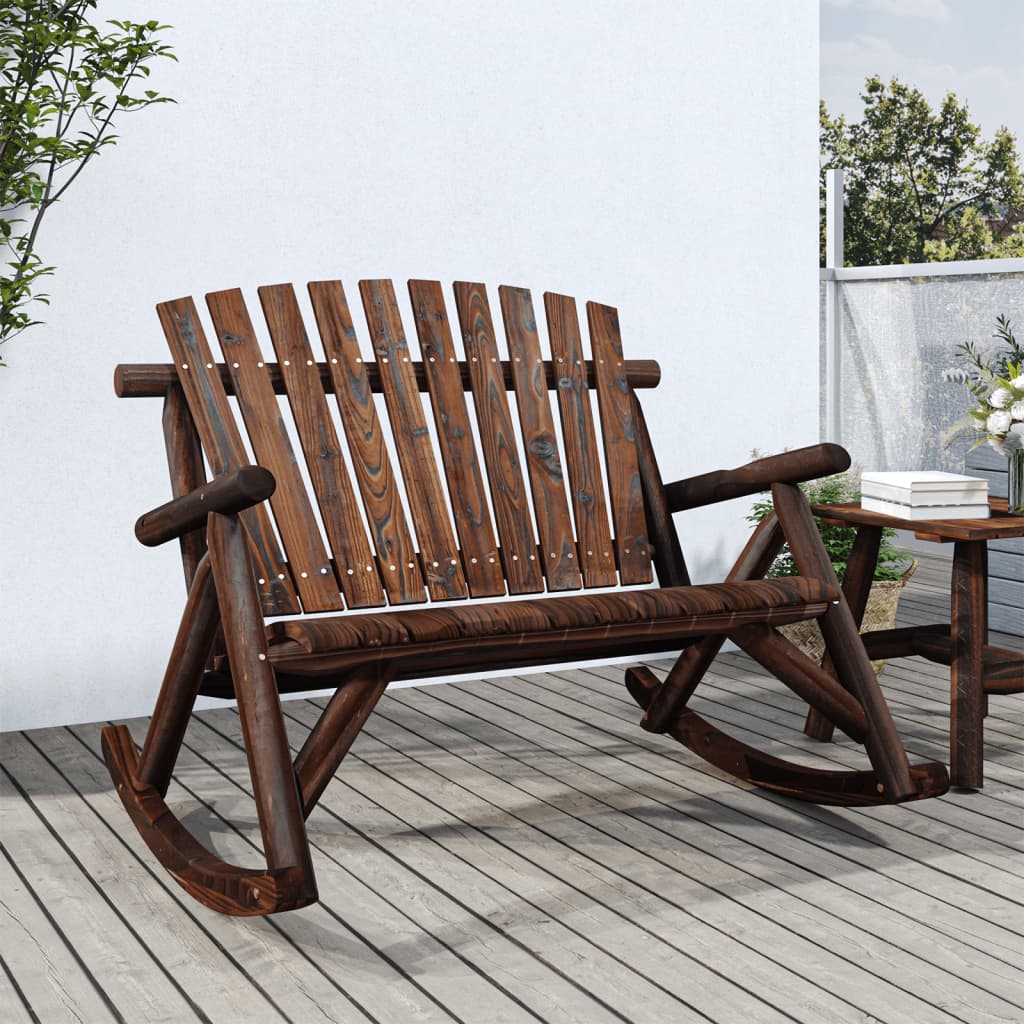 vidaXL 2-Seater Garden Rocking Bench 123x96x102 cm Solid Wood Spruce