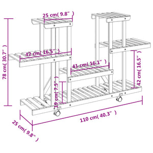 vidaXL Flower Stand with Wheels 110x25x78 cm Solid Wood Fir