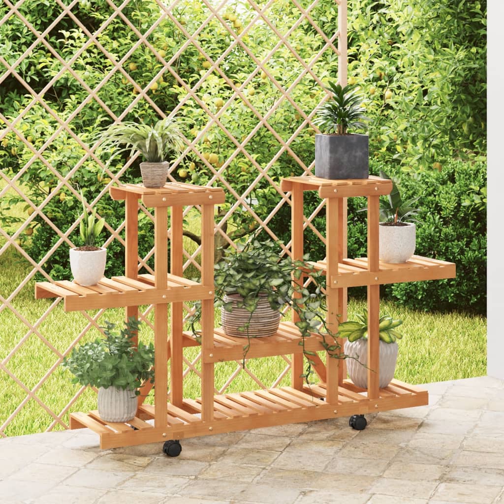 vidaXL Flower Stand with Wheels 110x25x78 cm Solid Wood Fir