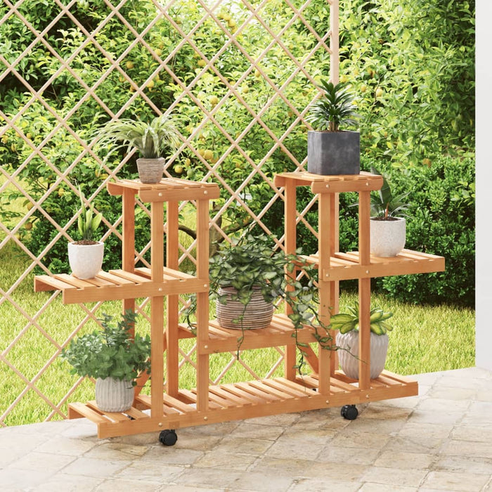 vidaXL Flower Stand with Wheels 110x25x78 cm Solid Wood Fir