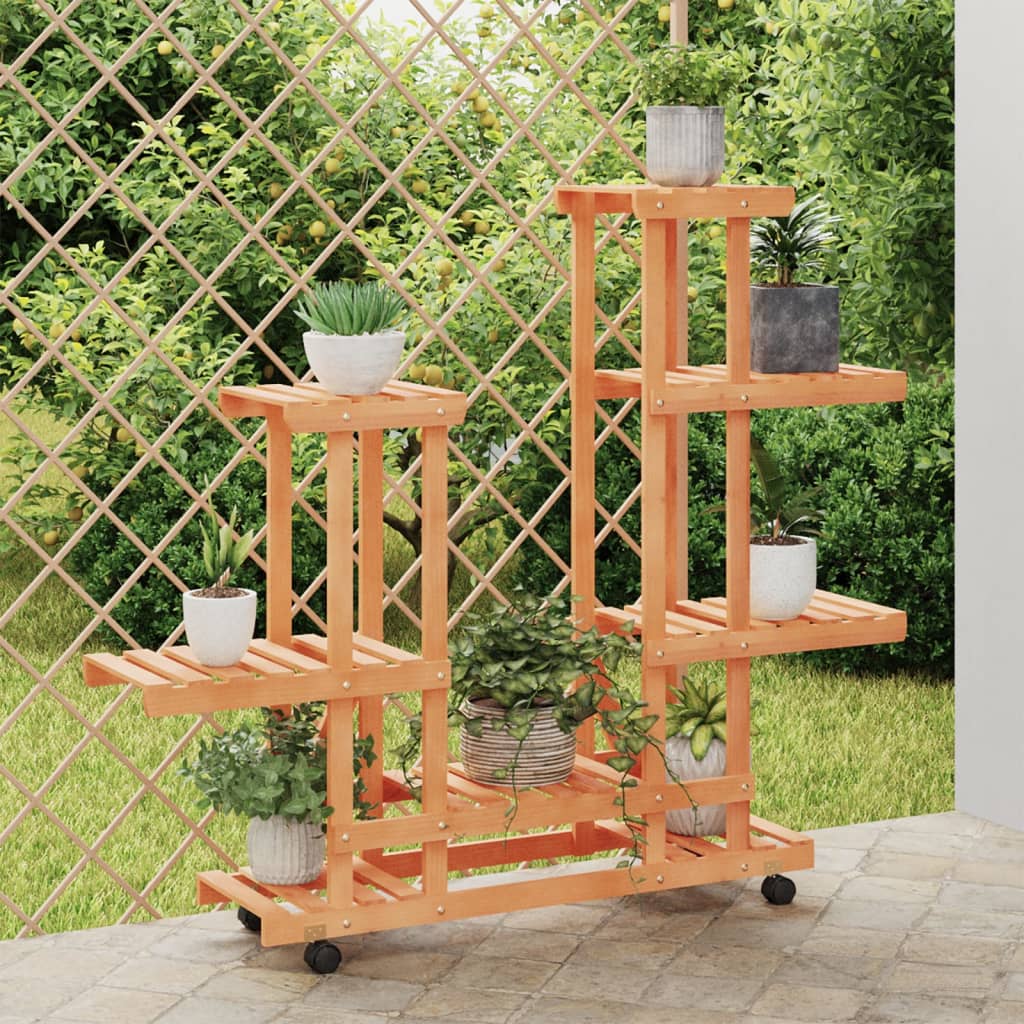 vidaXL Flower Stand with Wheels 95x25x101 cm Solid Wood Fir