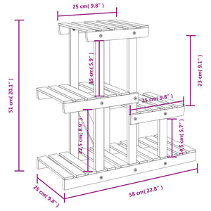 vidaXL Flower Stand 58x25x51 cm Solid Wood Fir