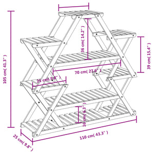 vidaXL Flower Stand 110x25x105 cm Solid Wood Fir