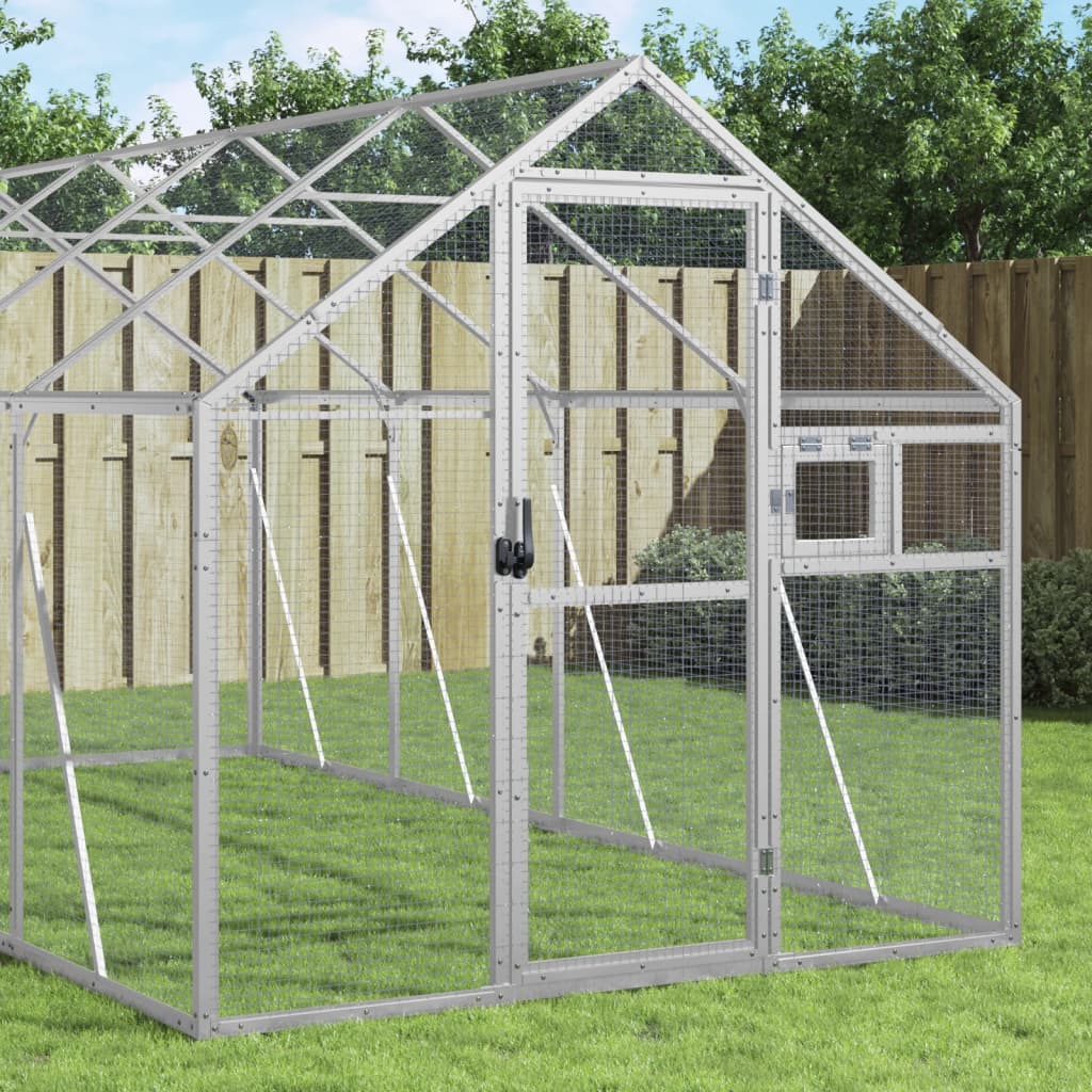 vidaXL Aviary Silver 1.79x6x1.85 m Aluminium