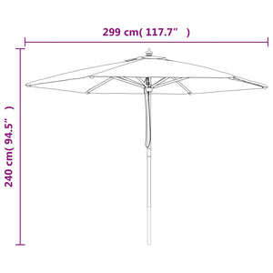 vidaXL Garden Parasol with Wooden Pole Terracotta 299x240 cm