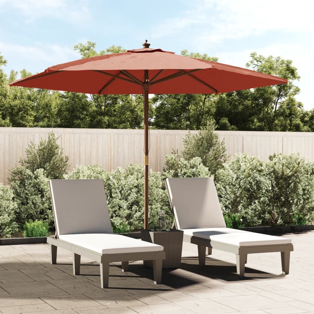 vidaXL Garden Parasol with Wooden Pole Terracotta 299x240 cm