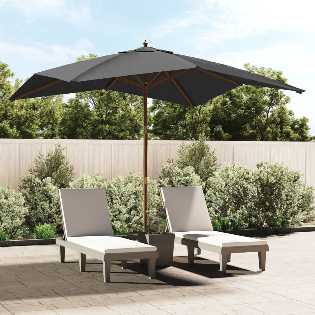 vidaXL Garden Parasol with Wooden Pole Anthracite 300x300x273 cm