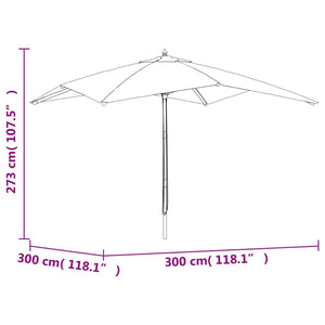 vidaXL Garden Parasol with Wooden Pole Taupe 300x300x273 cm