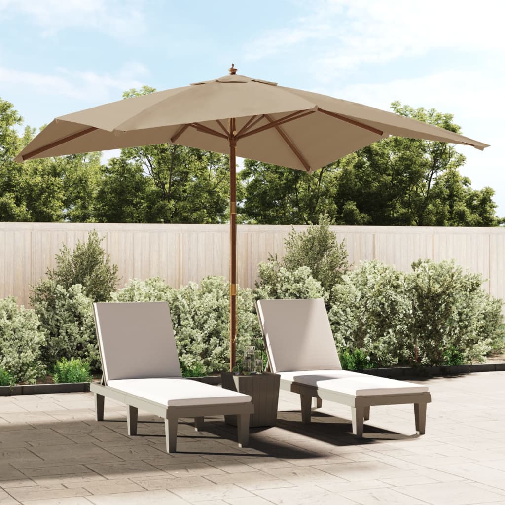 vidaXL Garden Parasol with Wooden Pole Taupe 300x300x273 cm