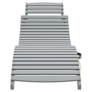 vidaXL Sun Lounger with Table Grey Solid Wood Acacia