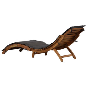 vidaXL Sun Lounger with Dark Grey Cushions Solid Wood Acacia