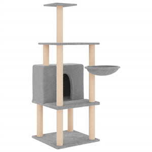 vidaXL Cat Tree with Sisal Scratching Posts Light Grey 132 cm