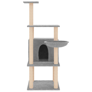 vidaXL Cat Tree with Sisal Scratching Posts Light Grey 132 cm