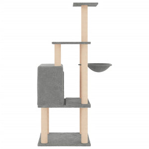 vidaXL Cat Tree with Sisal Scratching Posts Light Grey 132 cm