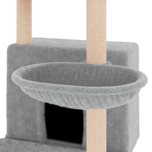 vidaXL Cat Tree with Sisal Scratching Posts Light Grey 132 cm