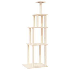 vidaXL Cat Tree with Sisal Scratching Posts Cream 183 cm