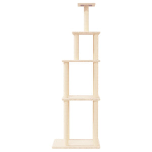 vidaXL Cat Tree with Sisal Scratching Posts Cream 183 cm