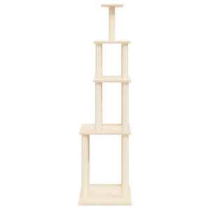 vidaXL Cat Tree with Sisal Scratching Posts Cream 183 cm