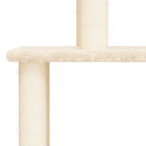 vidaXL Cat Tree with Sisal Scratching Posts Cream 183 cm