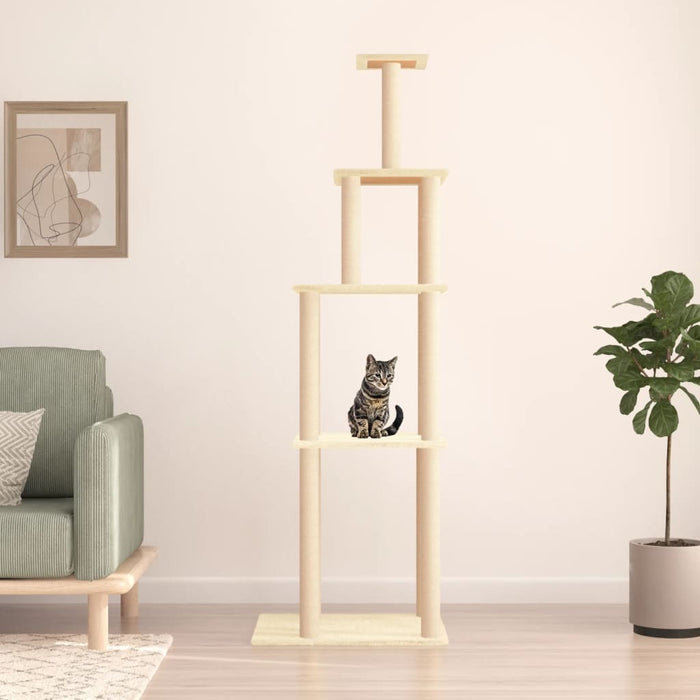 vidaXL Cat Tree with Sisal Scratching Posts Cream 183 cm