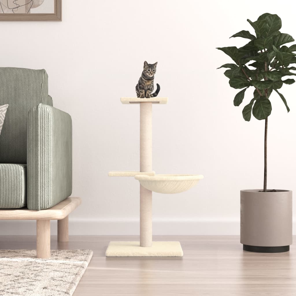 vidaXL Cat Tree with Sisal Scratching Posts Cream 72 cm