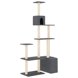 vidaXL Cat Tree with Sisal Scratching Posts Dark Grey 180 cm