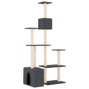 vidaXL Cat Tree with Sisal Scratching Posts Dark Grey 180 cm