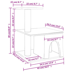 vidaXL Cat Tree with Sisal Scratching Posts Cream 48 cm