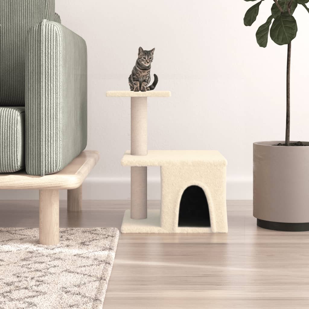 vidaXL Cat Tree with Sisal Scratching Posts Cream 48 cm