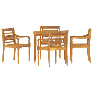 vidaXL 5 Piece Garden Dining Set Solid Wood Teak