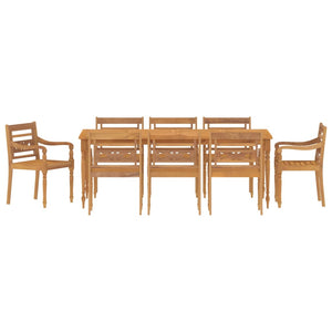 vidaXL 9 Piece Garden Dining Set Solid Wood Teak