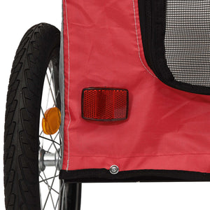 vidaXL Pet Bike Trailer Red and Grey Oxford Fabric and Iron