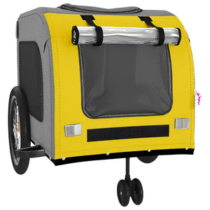 vidaXL Pet Bike Trailer Yellow and Grey Oxford Fabric and Iron