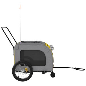 vidaXL Pet Bike Trailer Yellow and Grey Oxford Fabric and Iron