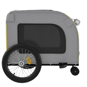 vidaXL Pet Bike Trailer Yellow and Grey Oxford Fabric and Iron