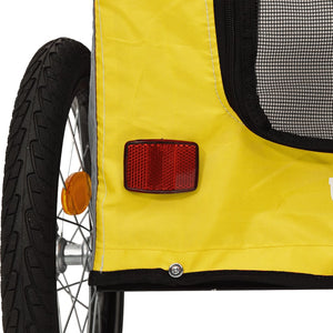 vidaXL Pet Bike Trailer Yellow and Grey Oxford Fabric and Iron