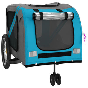 vidaXL Pet Bike Trailer Blue and Grey Oxford Fabric and Iron