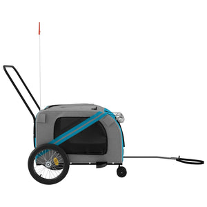 vidaXL Pet Bike Trailer Blue and Grey Oxford Fabric and Iron