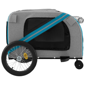 vidaXL Pet Bike Trailer Blue and Grey Oxford Fabric and Iron