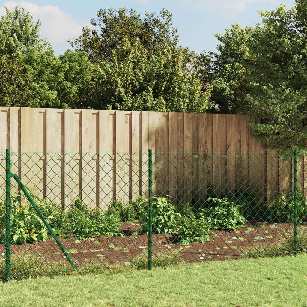 vidaXL Chain Link Fence Green 1x10 m