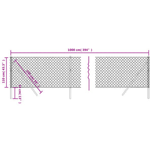 vidaXL Chain Link Fence Green 1.1x10 m