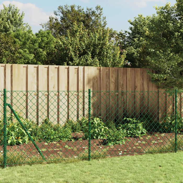 vidaXL Chain Link Fence Green 1.1x10 m