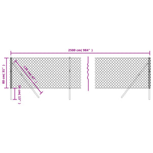 vidaXL Chain Link Fence Green 0.8x25 m