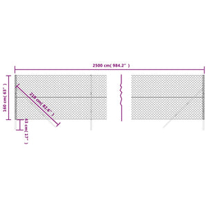 vidaXL Chain Link Fence Green 1.6x25 m