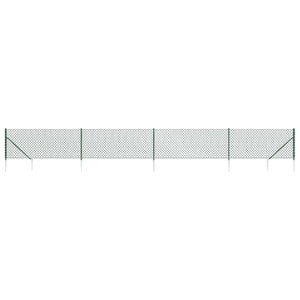 vidaXL Chain Link Fence with Spike Anchors Green 1x10 m